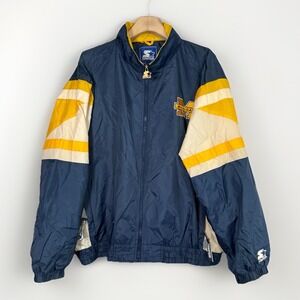 Vintage Starter Michigan Wolverines Jacket XL Full Zip Windbreaker 90s Roll-Away